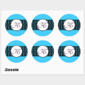 Monogram Wedding Bright Blue Borders Runder Aufkleber (Blatt)