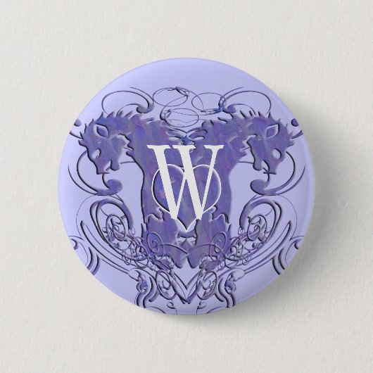 Monogram Wedding Button Lions Wirbel 4 Heads (Vorderseite)