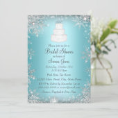 Monogram Wedding Cake Blue Brautparty Einladung (Stehend Vorderseite)