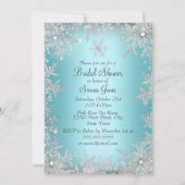 Monogram Wedding Cake Blue Brautparty Einladung (Rückseite)