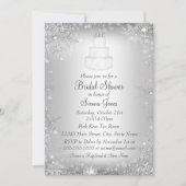 Monogram Wedding Cake Silver Brautparty Einladung (Vorderseite)