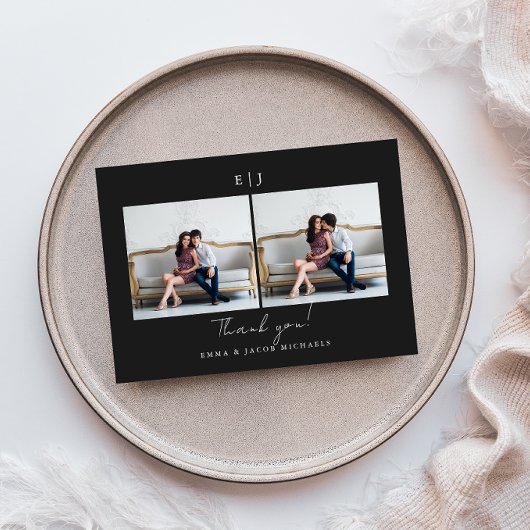 Monogram Wedding Danke Foto Black and White