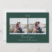 Monogram Wedding Danke, Foto Green Dankeskarte (Vorderseite)