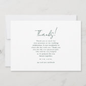 Monogram Wedding Danke, Foto Green Dankeskarte (Rückseite)