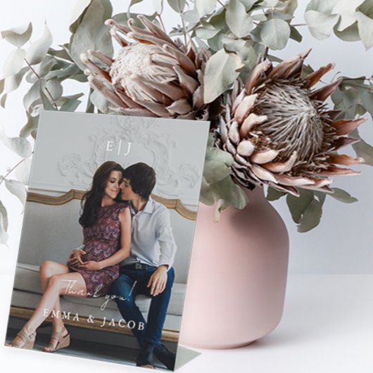 Monogram Wedding Danke Foto Sockelschild