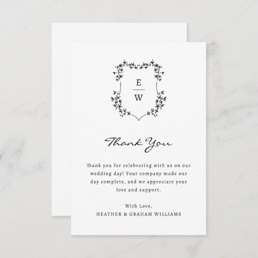 Monogram Wedding Dankeschön Card Dankeskarte (Vorne/Hinten)