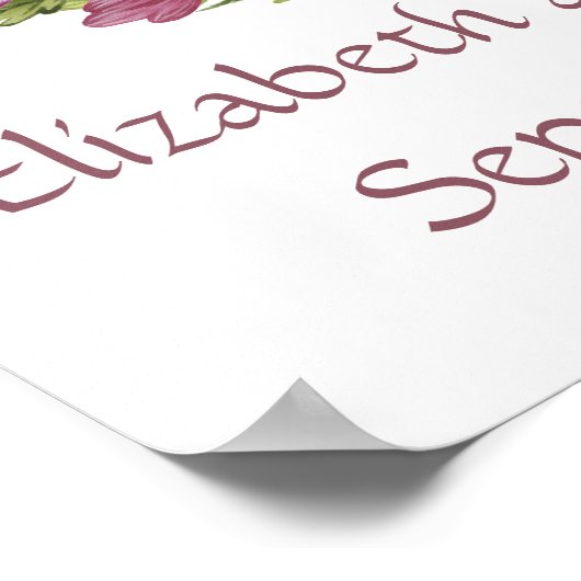 Monogram Wedding Date Names Pink Lila Floral Poster (Ecke)