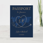 Monogram Wedding Destination Passport Weltkarte Einladung (Vorderseite)