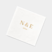 Monogram Wedding Elegant Minimal Stilvoll Gold Servietten Mit Folie (Links)