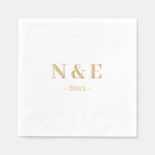 Monogram Wedding Elegant Minimal Stilvoll Gold Servietten Mit Folie (Vorderseite)
