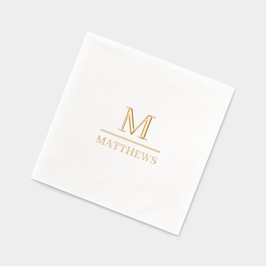 Monogram Wedding Elegant Minimalistisch Chic Gold Servietten Mit Folie (Links)
