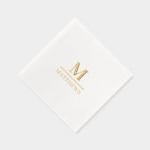 Monogram Wedding Elegant Minimalistisch Chic Gold Servietten Mit Folie (Rechts)