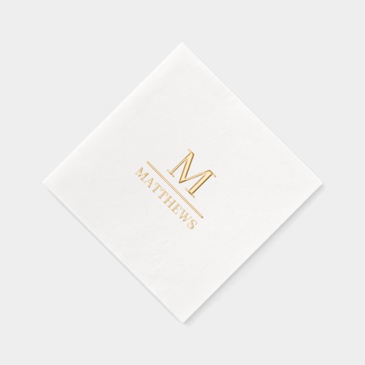 Monogram Wedding Elegant Minimalistisch Chic Gold Servietten Mit Folie (Rechts)