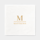 Monogram Wedding Elegant Minimalistisch Chic Gold Servietten Mit Folie (Vorderseite)