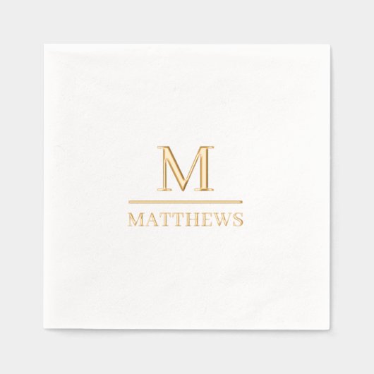Monogram Wedding Elegant Minimalistisch Chic Gold Servietten Mit Folie (Vorderseite)