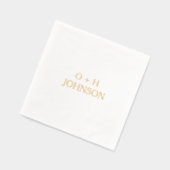 Monogram Wedding Elegant Minimalistisch Gold Servietten Mit Folie (Links)