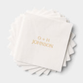 Monogram Wedding Elegant Minimalistisch Gold Servietten Mit Folie (Insitu (Gestapelt))