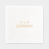 Monogram Wedding Elegant Minimalistisch Gold Servietten Mit Folie (Vorderseite)