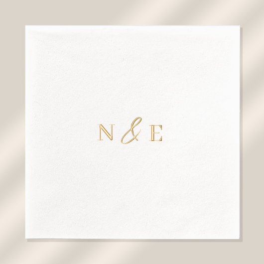 Monogram Wedding Elegant Modernes Minimales Gold Servietten Mit Folie