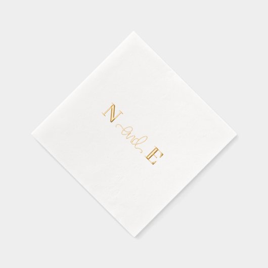 Monogram Wedding Elegant Modernes Script Gold Servietten Mit Folie (Rechts)