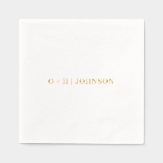 Monogram Wedding Elegant Simple Minimalistisch Gol Servietten Mit Folie (Vorderseite)