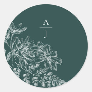 Monogram Wedding Emerald Green Umschlag Aufkleber
