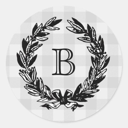 Monogram Wedding Familienwappen Emblem Vintag Runder Aufkleber (Vorderseite)