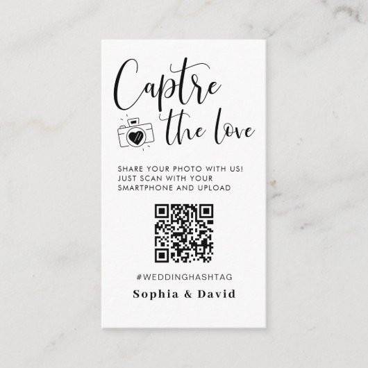 Monogram Wedding Fotos erfassen den QR Liebe Code Begleitkarte (Vorderseite)