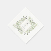 Monogram Wedding Greenerenerage Foliage Gold Napki Serviette (Ecke)
