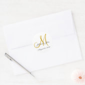 Monogram Wedding Initial Bride Groom Gold Siegel Runder Aufkleber (Umschlag)