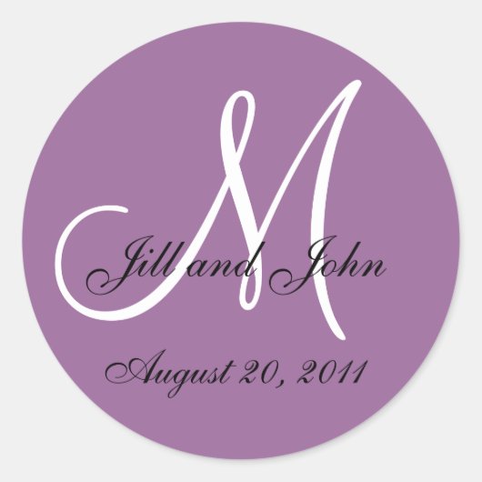 Monogram Wedding Initial Bride Groom Mauve Siegel Runder Aufkleber (Vorderseite)