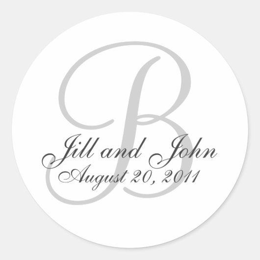 Monogram Wedding Initial Bride Groom Siegel Sticke Runder Aufkleber (Vorderseite)