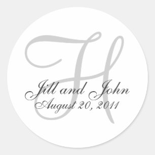 Monogram Wedding Initial Bride Groom Siegel Sticke Runder Aufkleber
