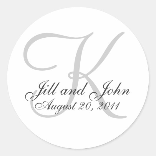 Monogram Wedding Initial Bride Groom Siegel Sticke Runder Aufkleber (Vorderseite)