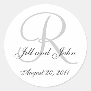 Monogram Wedding Initial Bride Groom Siegel Sticke Runder Aufkleber