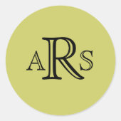 Monogram Wedding Initial Green Sticker (Vorderseite)