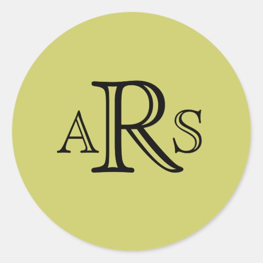 Monogram Wedding Initial Green Sticker (Vorderseite)