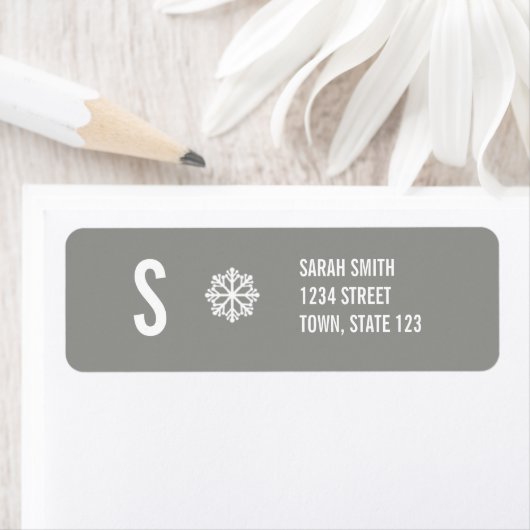 Monogram Wedding Invitation Gray Address Labels (Insitu)