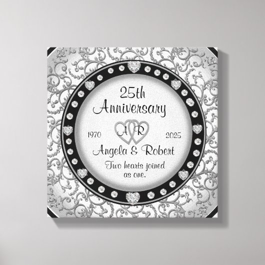 Monogram Wedding Jubiläum mit Herz Leinwanddruck (Vorderseite)