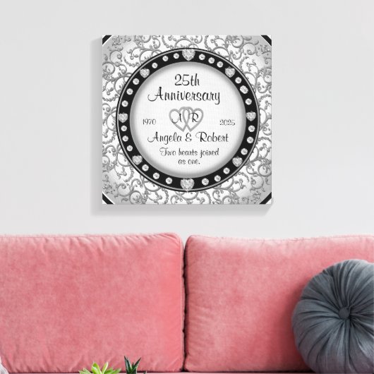 Monogram Wedding Jubiläum mit Herz Leinwanddruck (Insitu (Wohnzimmer))