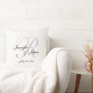 Monogram Wedding Keepake Pillow Kissen