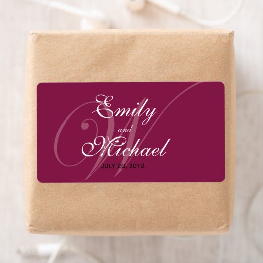 Monogram Wedding Labels - Burgundy (Insitu)