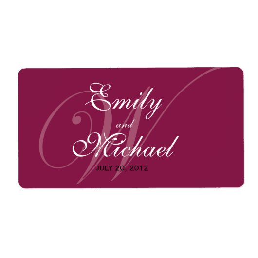 Monogram Wedding Labels - Burgundy (Vorne)
