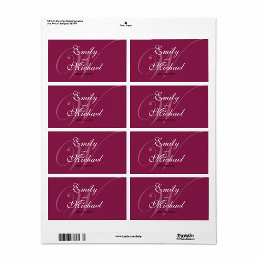 Monogram Wedding Labels - Burgundy (Vorne)