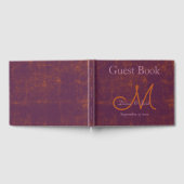 Monogram Wedding Lila Orange Rustic Texture Gästebuch (Voll)