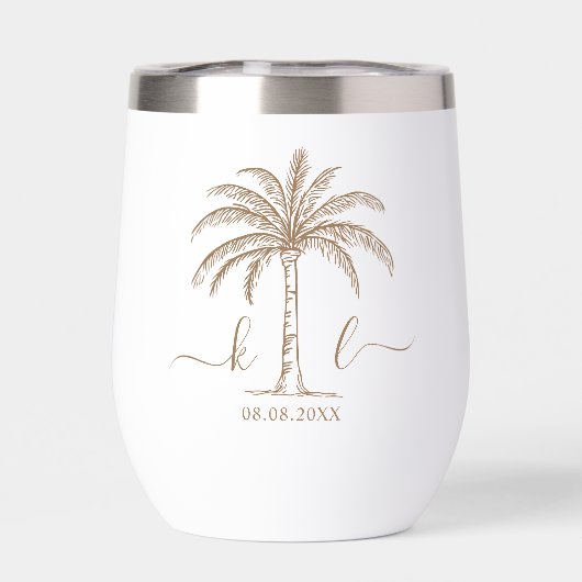 Monogram Wedding Logo Palm Tree (Rückseite)