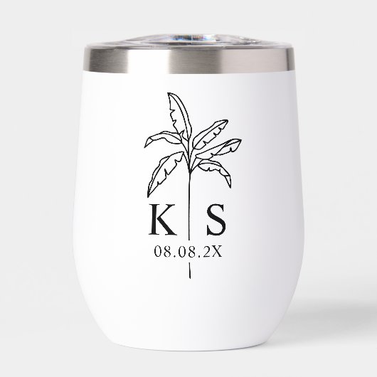 Monogram Wedding Logo Palm Tree (Vorderseite)