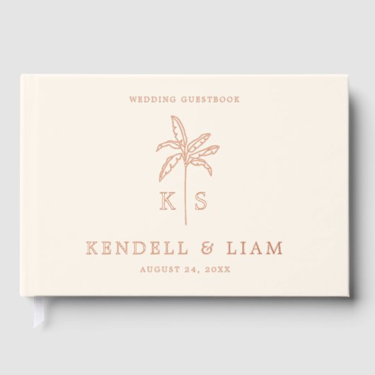Monogram Wedding Logo Palm Tree Foil Gästebuch (Vorderseite)