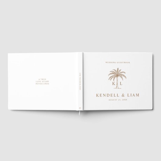 Monogram Wedding Logo Palm Tree Gästebuch (Voll)