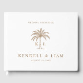 Monogram Wedding Logo Palm Tree Gästebuch (Vorderseite)